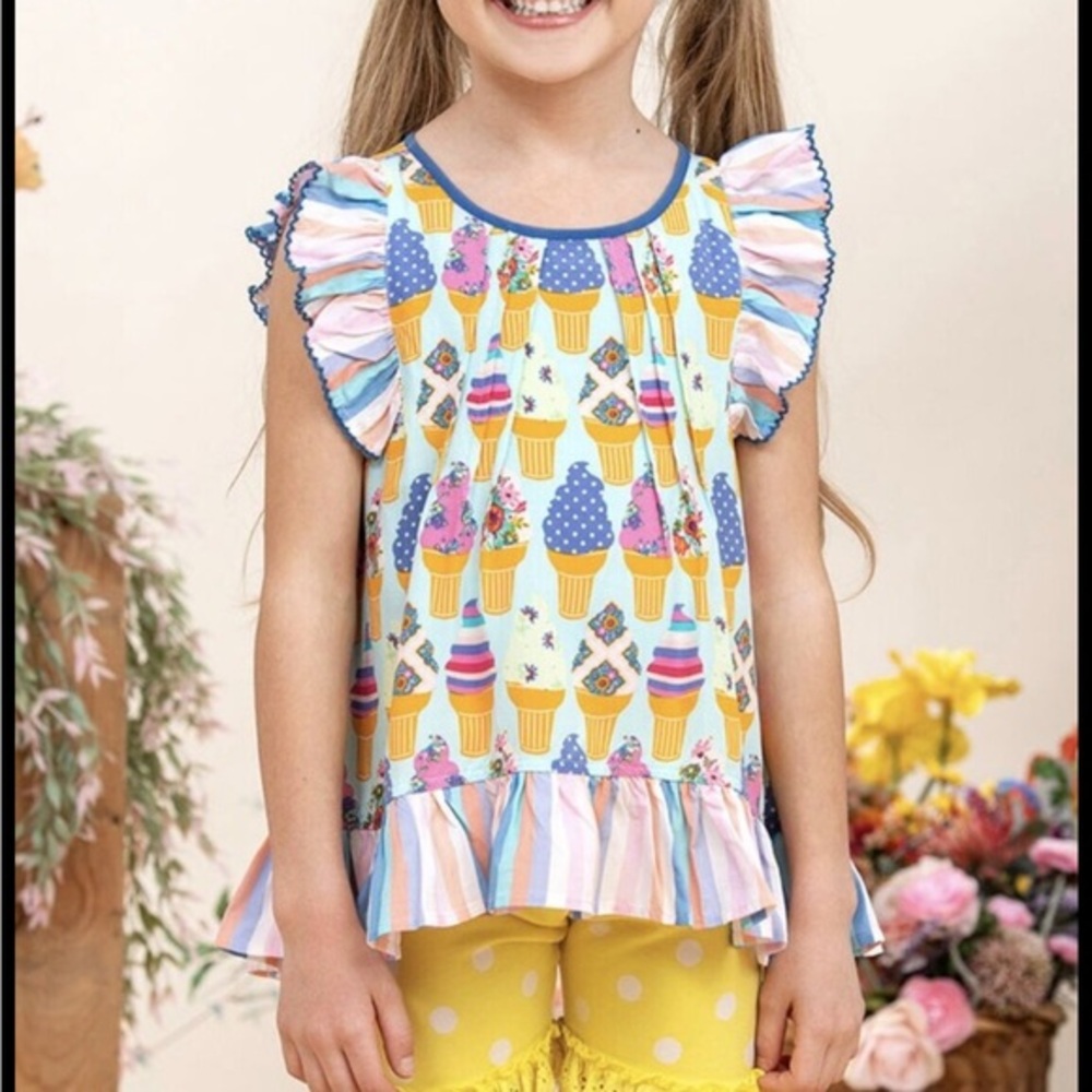 Matilda Jane Ice Cream and Floral Print Top